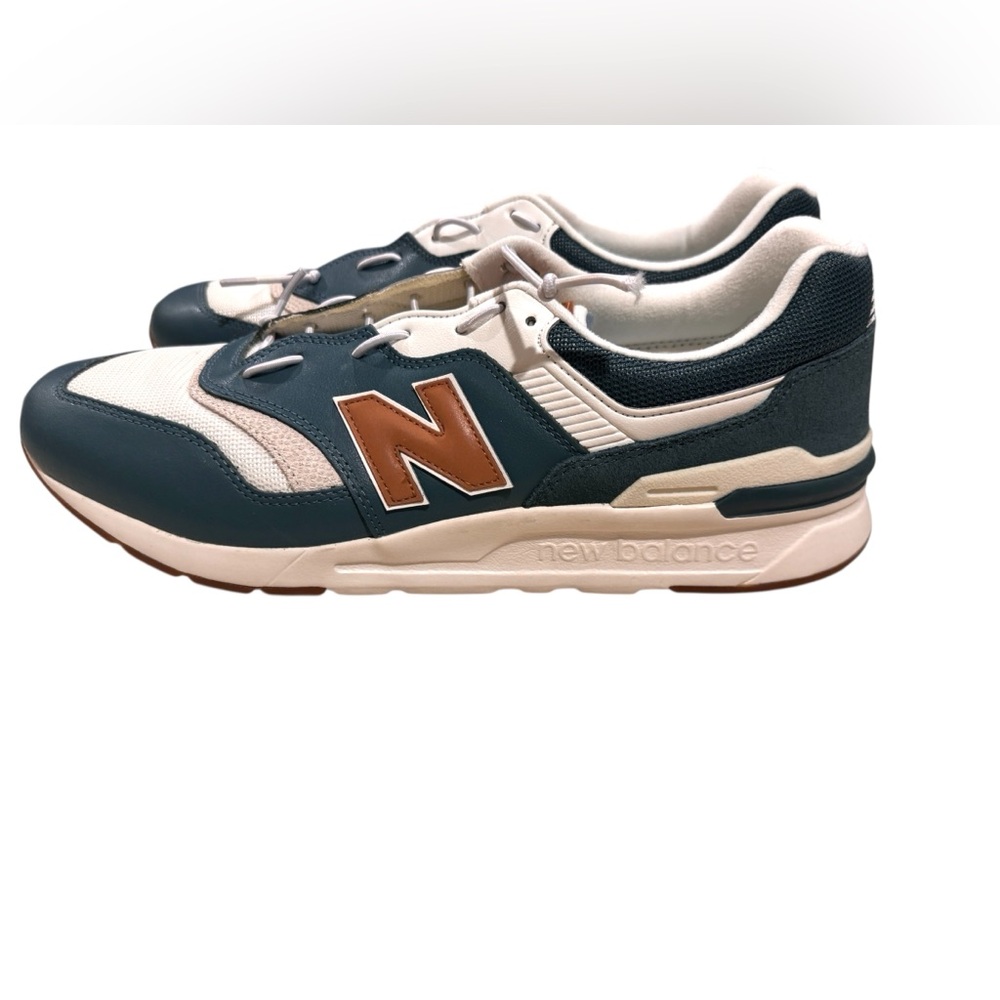 New Balance 997H sneaker in the Sea Salt/New Spruce/Walnut colorway, 13